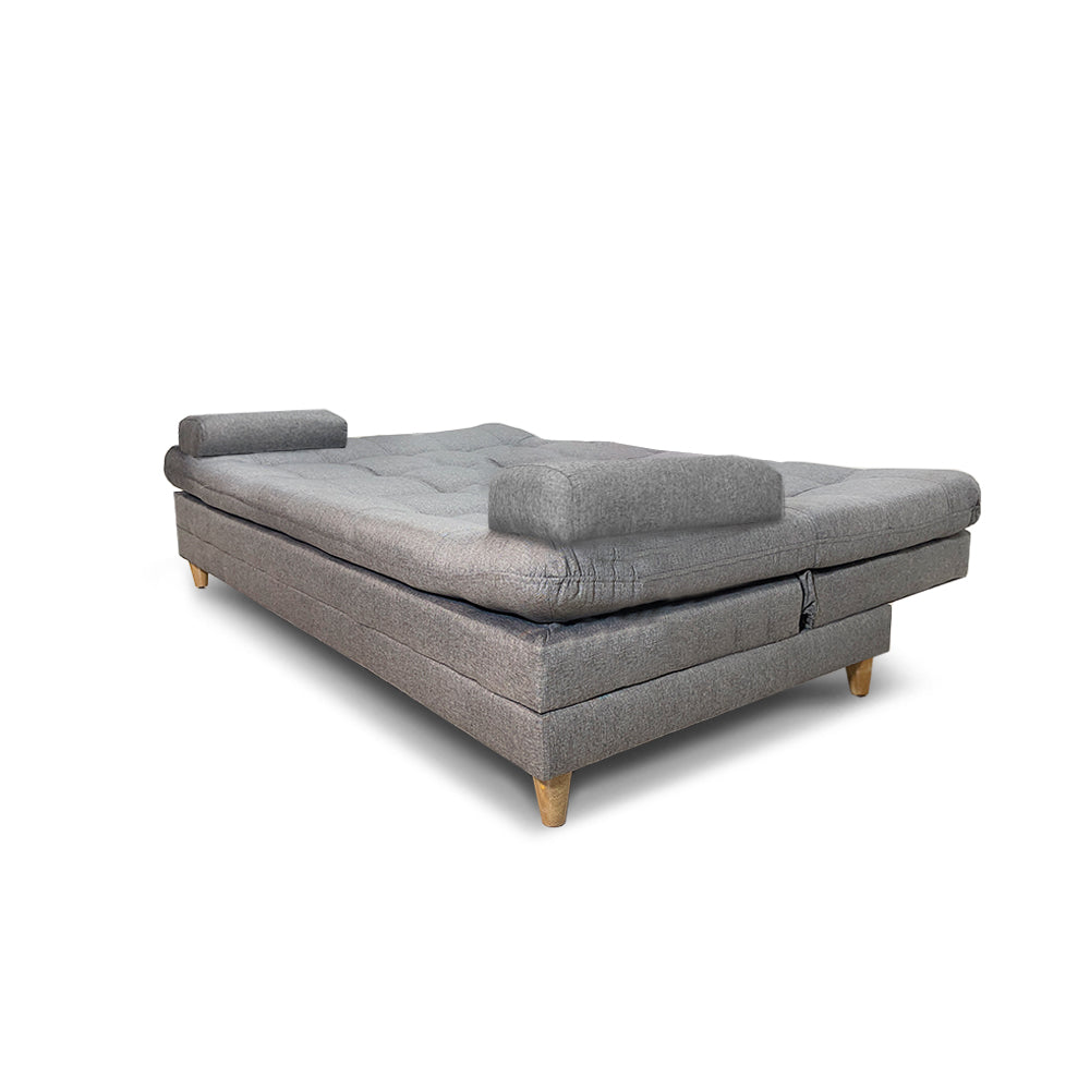 Sofácama Tous 3 Posiciones Tela Lino Gris + Cojines